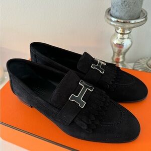 Hermés Royal Loafers Black Suede sz 35